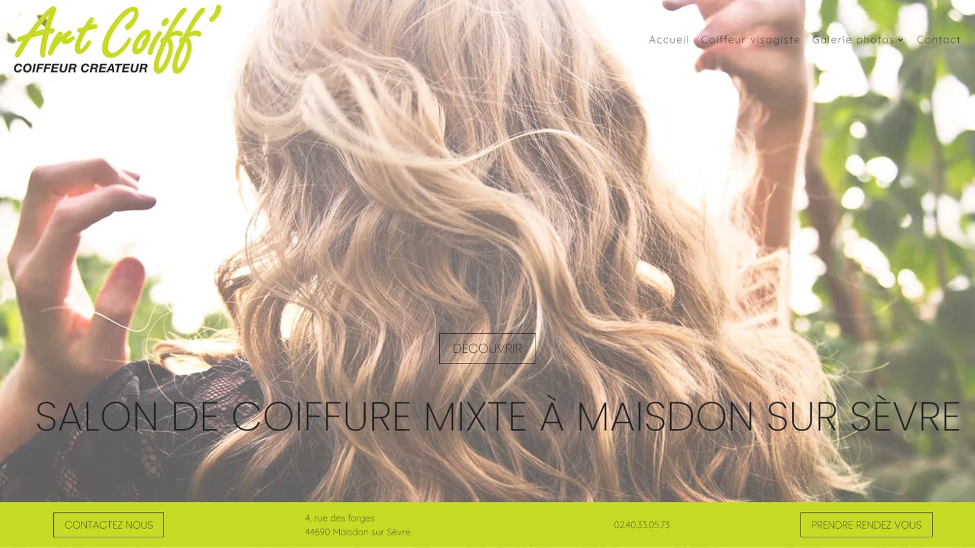 réalisation site internet vitrine salon de coiffure Loire Atlantique
